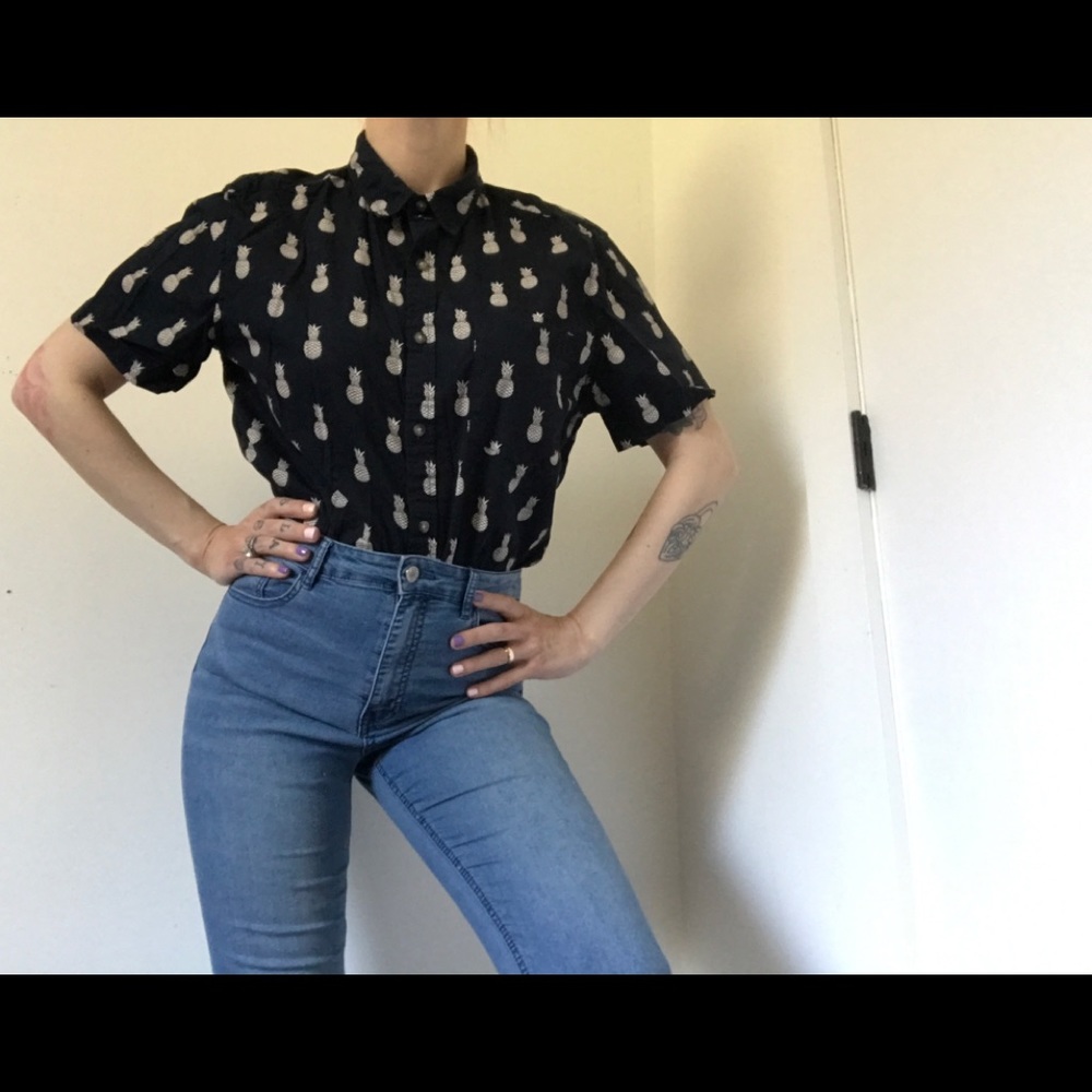 Forever 21 Pineapple Button Down Shirt - Picture 2 of 8